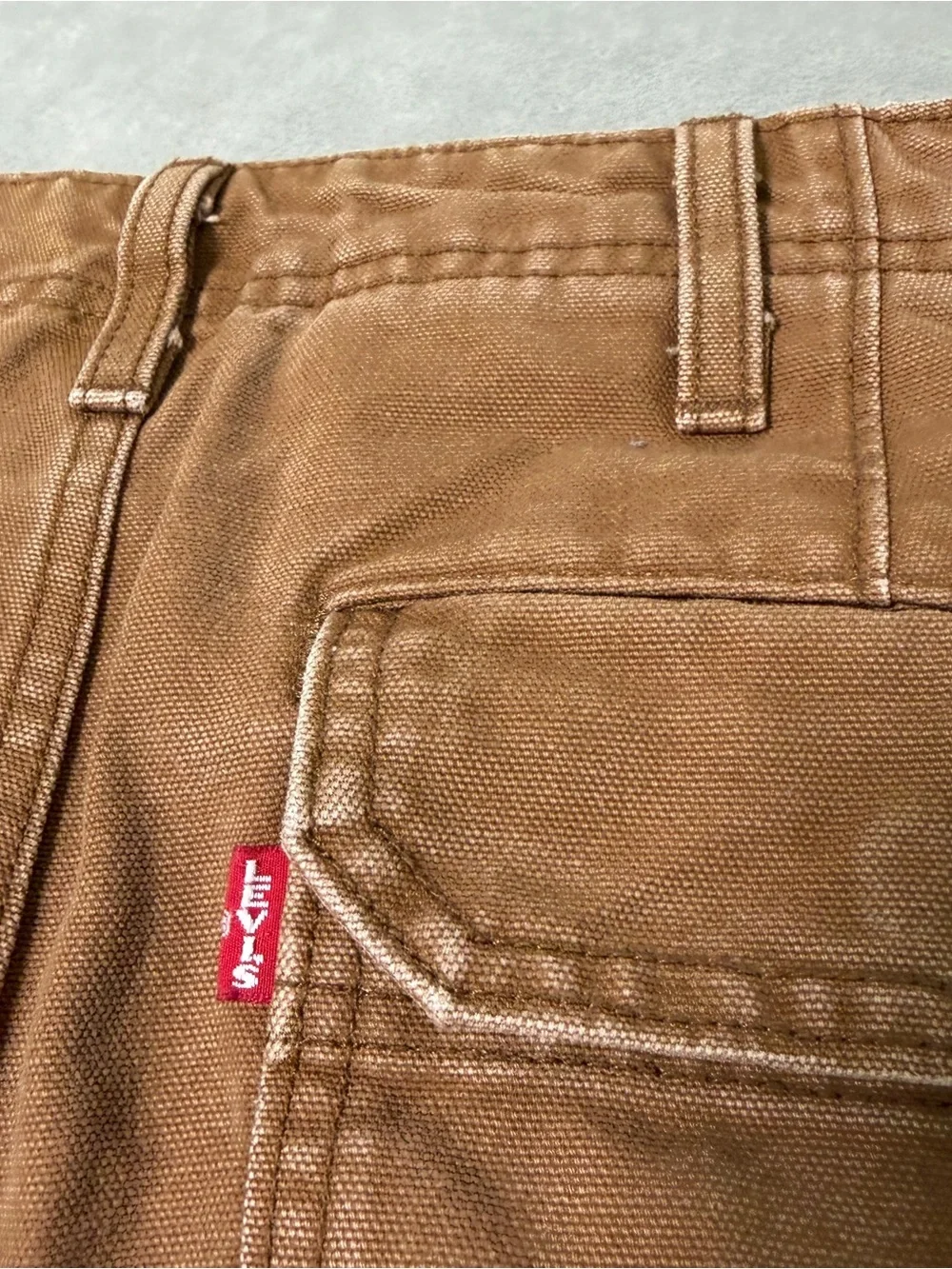 Levi's Premium Utility Chore Pants Loose Tapered Toffee Brown Men's 28 ACTUAL 30